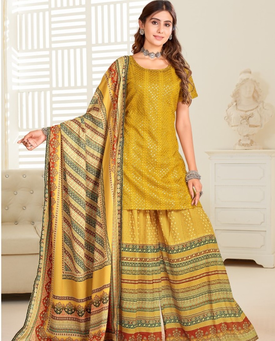 120 - PREMIUM EMBROIDERED GOWN WITH DUPATTA PRESENT NEW DESIGN